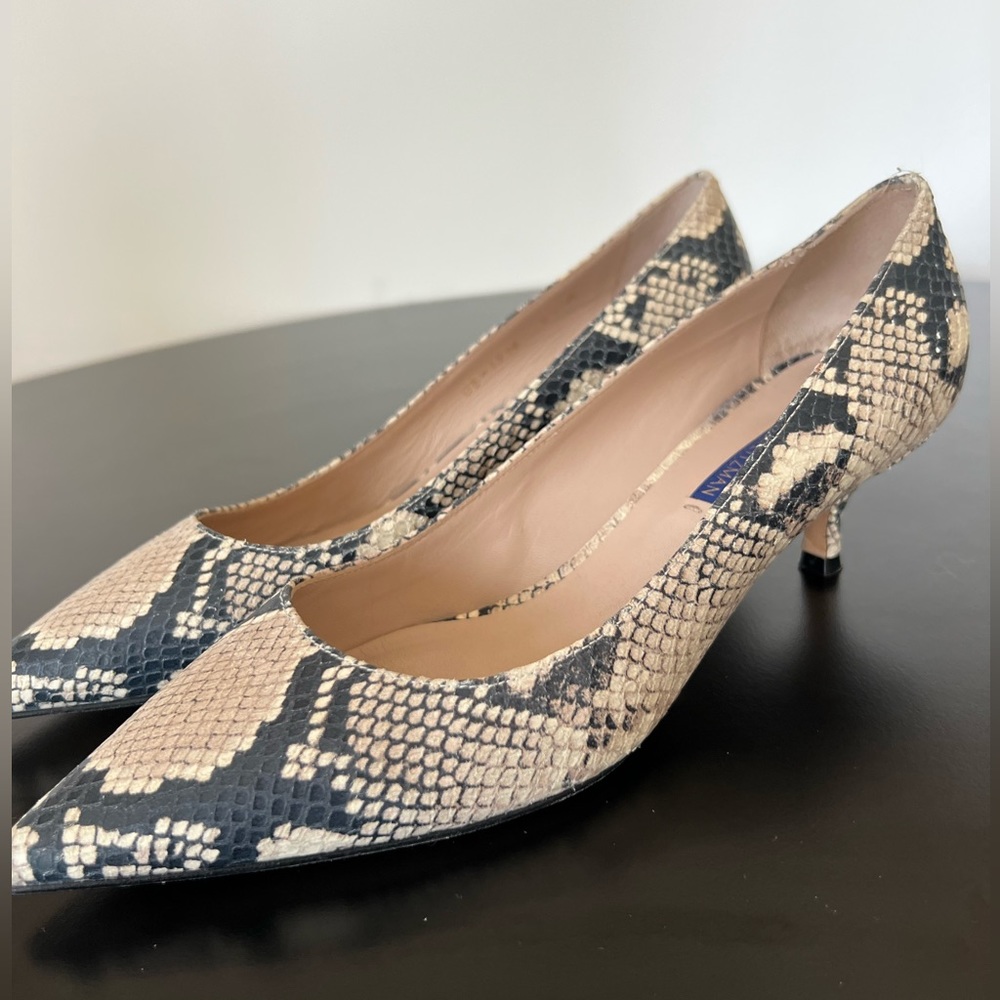 Stuart Weitzman Snakeskin Kitten Heels. -Like new condition.